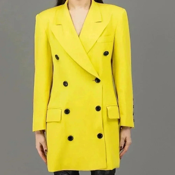 Evas Yellow Plaid Skirt And Blazer Long Vintage Escada Blazer